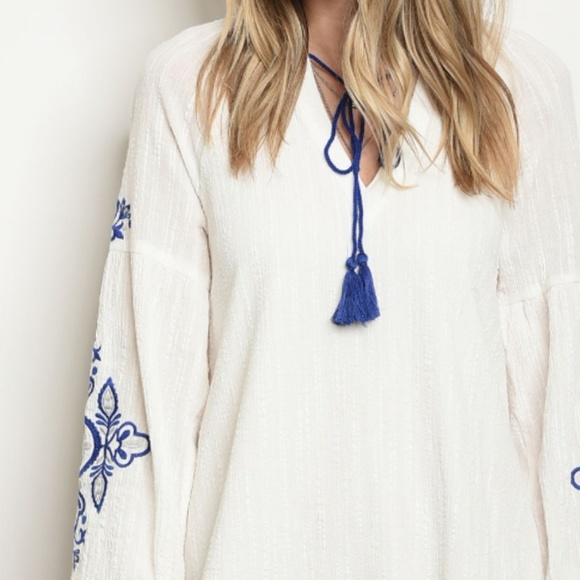 💦boho chic Tonic white and blue dress 💦 - Picture 6 of 7